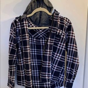 Womens medium Flannel with hoodie
